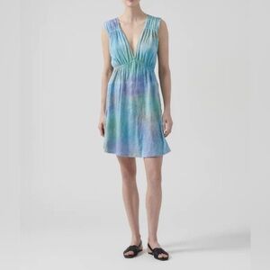 ATM Anthony Thomas Melillo Pastel Swiftie Slub V Neck Baby Doll Mini Dress